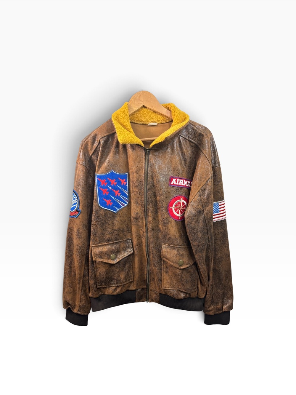 Top Gun Maverick Jacket Men's Large Spirit Halloween Costume Faux Leather Bomber